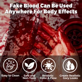 BOBISUKA Fake Blood Spray for Cosplay - Vampire Blood Washable for Clothes and Face - Fake Blood Makeup (Dark, 50ml)