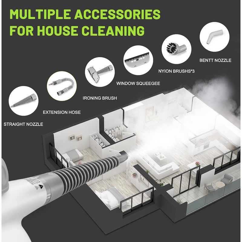 Outspurge Handheld Steam Cleaner, Pressurized Multi-Surface Steam Shot with 13