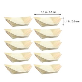 STOBOK 100Pcs Wood Boat Dishes Sushi Boat Serving Trays Leaf Boat Food Container for Restaurants Caterers Appetizer Home