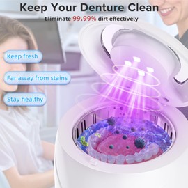 Ultrasonic Retainer Cleaner, 24W/45kHz Profession Sonic Dental Cleaner, 180ML Portable Retainer Cleaning Machine for Mouthguard, Denture, Aligner, Brace, Jewelry (White)