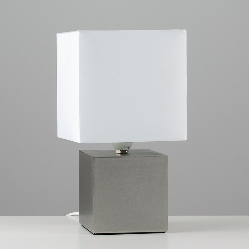 MiniSun | Modern Brushed Chrome Cube Design Touch Table Lamp