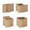 Relaxdays Storage Basket Bamboo Bathroom Basket Square Fabric Shelf Basket