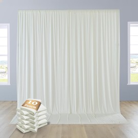50ft x 12ft Wrinkle Free Ivory Backdrop Curtains for Parties, 10 Panels Silky 12FT Long Photo Backdrop Drapes Back Drop Cloth for Wedding Birthday Photography Background Decor