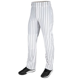 CHAMPRO Men's Standard Triple Crown 2.0 Open Bottom Baseball Pants with Pinstripes, White, Black