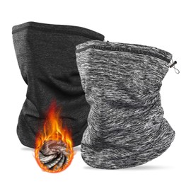 UILYNIU 2 Pcs Neck Warmer Snood for Men Women, Winter Neck Warmer, Warm Multifunctional Bandana, Face Scarf, Windproof Face Covering for Skiing Motorcycle Outdoor Sports Running Cycling (Black, Gray)