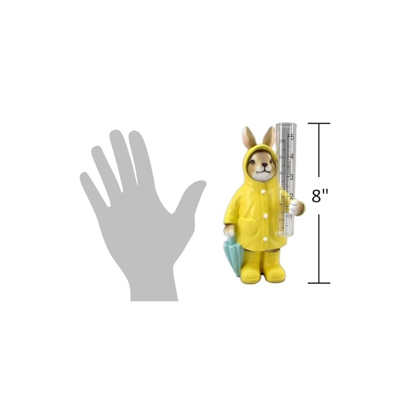 The Bridge Collection Raincoat Bunny Rain Gauge-Cute Rabbit Spring Garden