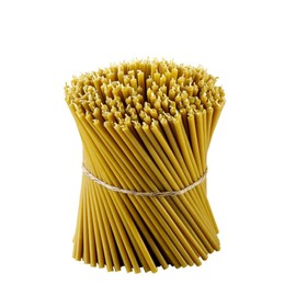 Danilovo Pure Beeswax Candles - Honey-Scented, Decorative Thin Taper Candles - Ideal for Birthday Decoration or Church Prayers - Yellow Drip Free, Tall & Smokeless Pack of 150 pcs, 10.4 x 0.28 inch