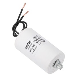 PATIKIL CBB60 20uF Laufkondensator, AC 450V 2 Drähte 50/60Hz Zylinderboden mit M8 x 13mm Schraube für Waschmaschine, Wasserpumpenmotor Star, 72 x 40mm, Weiß