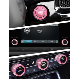 DvlynAuroa Accessories for Honda Civic 2022-2025 & Accord/CRV/HRV/Acura Integra 2023-2025 -A/C, Radio, Warning Light, Push Start Button Knob Cover/Ring (7-inch Screen, Pink)