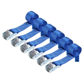 Lashing Strap Tie Down Strap Clamp Fastening Strap Maximum Load 250 kg DIN EN 12195-2 Fastening Straps Blue Various Lengths Pack of 6 2.5 cm x 1 m