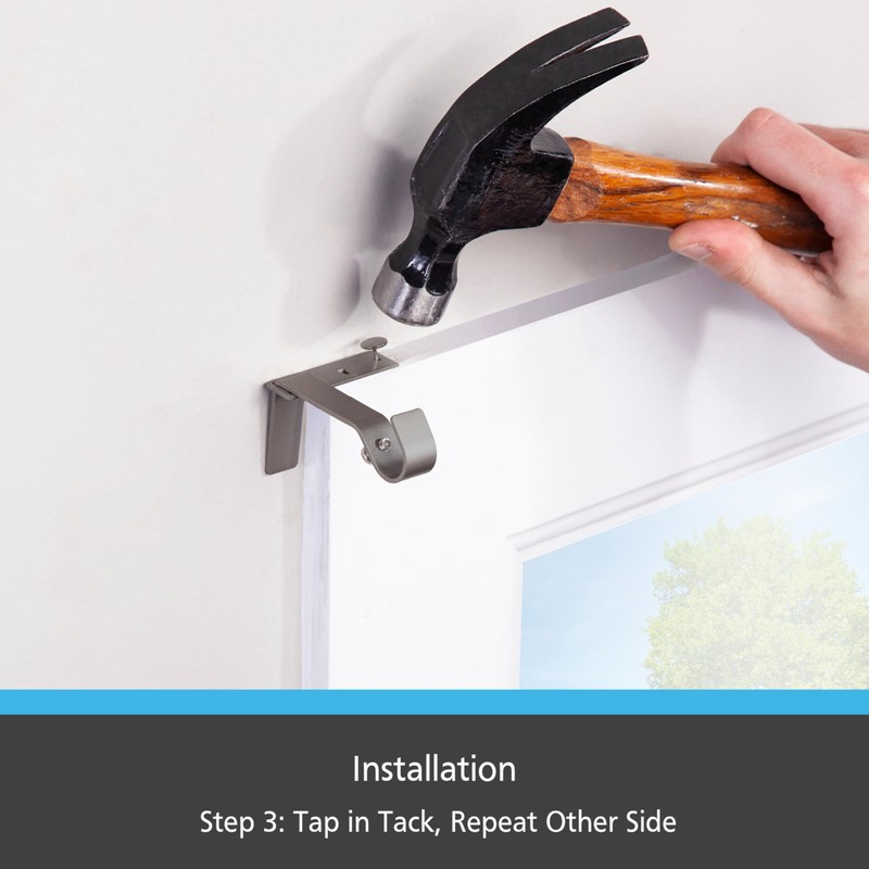 Kenney Fast Fit 5/8" No Measure Curtain Rod Brackets, Pewter