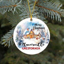 Christmas Ornament 2023 Gift City State Placerville California Ornaments Happy New Year Ornament Keepsake Holiday Xmas Tree Decoration Present Family MDF Plastic 3" White