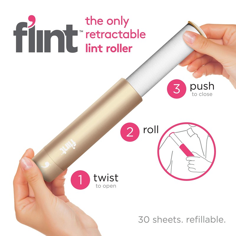 Flint 33mm Gold Plastic Lint Roller