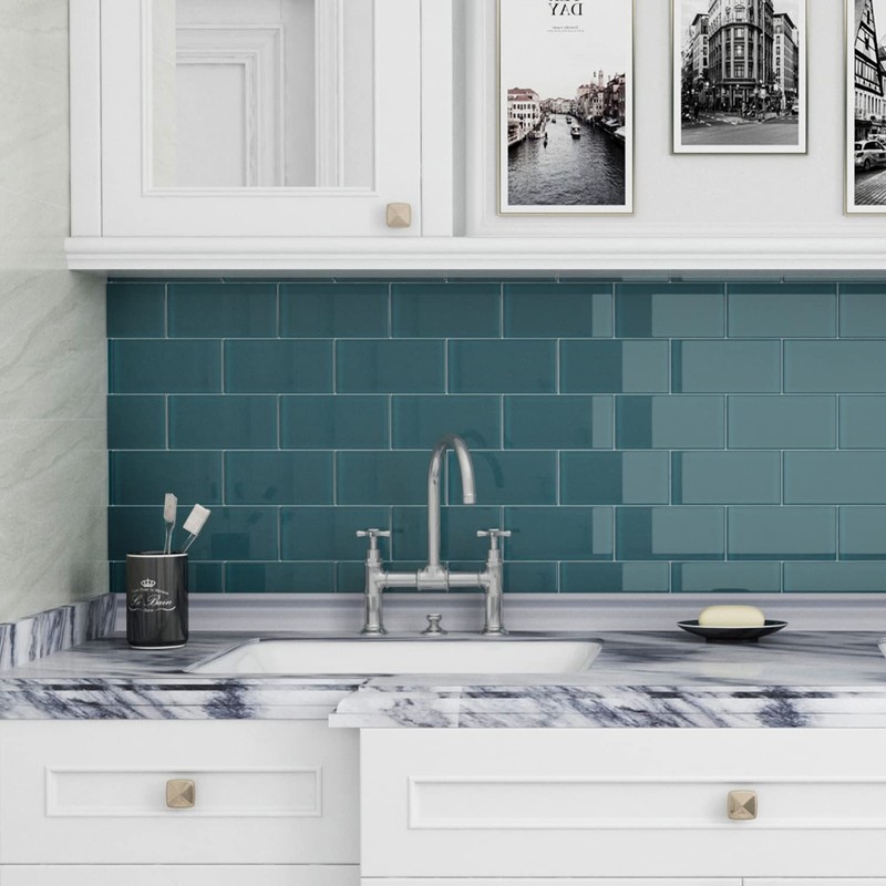Lovdeco Peel and Stick Glass Subway Tile, 3 x 6