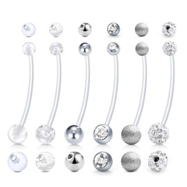 D.Bella 14G Pregnancy Belly Button Rings with Replacement Balls Flexible Bioplast Sport Maternity Belly Ring Retainer for Women Navel Piercing Retainer 1 1/2Inch (38mm)