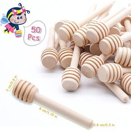 inheming 50 Pezzi Cucchiai di Miele Legno,Mini Bastoncino Spargimiele in Legno, Piccoli Bastoncini per Miele da 8 cm per Vaso di Miele Jar Ringraziamento Matrimonio Battesimo