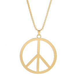 Kicomvi Metal Peace Sign Pendant Necklace Hippie 1960s 1970s Necklace for Dressing Party Accessories-gold
