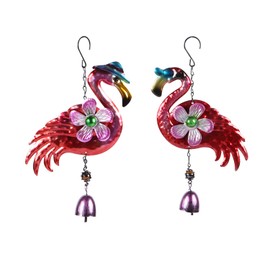 2 Pcs Flamingo Wind Chimes, Animal Metal Wind Bells, Flamingo Aeolian Bells - Unique Decorative Hanging Ornaments for Indoor & Outdoor Decor (Flamingo)