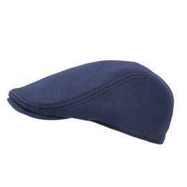 FEINION Men Cotton Newsboy Cap Soft Fit Cabbie Hat (Navy Blue)