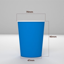 Baciato Caffè 100 Blue Paper Coffee Cups 200ml with Paper Lids for Hot and Cold Beverages Eco Friendly Biodegradable Coloured Disposable Cups + 100 Paper Lids with Pouring Spout