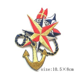 Boat Anchor Eight Pointed Star Badge Iron On Patch Applique Clothes Cap 039