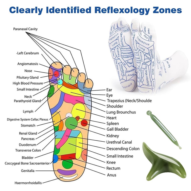 SHPUJUN Reflex Zone Socks Set Foot Reflex Zones, Emerald Green