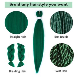 Beauday 24 Inch Green Pre Stretched Braiding Hair Extensions