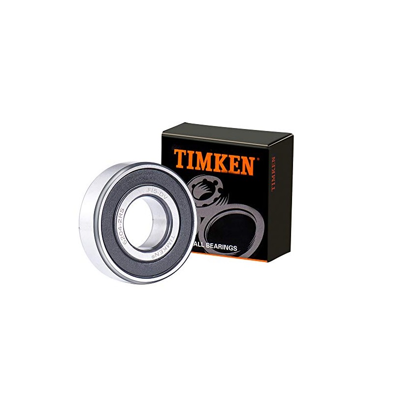 TIMKEN 6204-2RS 2PACK Double Rubber Seal Bearings 20x47x14mm, Pre-Lubricated and