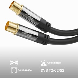 KabelDirekt antenna cable - 5m - (continuous shielding, 75 ohms, coax plug to coax socket, premium coaxial cable, TV, HDTV, radio, cable TV DVB-T, DVB-C, DVB-S, DVB-S2, FM, DAB, DAB +) - PRO series