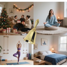 Cherishching Hand Call Bell Extra Loud Solid Brass Statues for Ringing at Wedding, Hand Bells for Seniors Bedside, Teachers, Weddings, Seniors Bedside, Dinner, Meditation,Gift