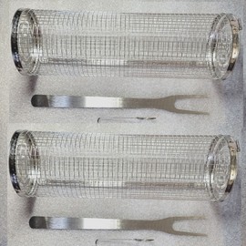 Unbranded 2 PACK Rolling Grilling Basket BBQ Tube Round Grill Mesh Stainless Steel