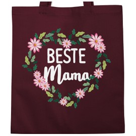 Cotton Bag – Beste Mama II – One Size – Bordeaux Red – Mother's Day Gift Mother Best Mom Fabric Bag Gifts Mum Cool Mum Jute Bag Gift for Mum Bag is Muddi der Welt