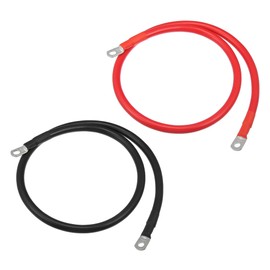 VekAuto 1 Pair Copper Battery Inverter Cables, 2 AWG Gauge 3ft Battery Cable Universal for Car Vehicle RV Solar Application Durable Pure Copper Black Red with 3/8" 5/16" Ring