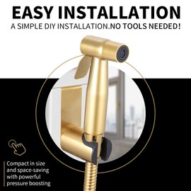 Peisaluo Handheld Bidet Sprayer for Toilet, Jet Spray Bidet Faucet for Cloth Diaper and Feminine Wash, Muslim Shower Bidet Attachment Toilet Hose Sprayer Kit (Golden)