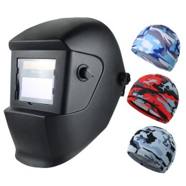 TRQWH Auto Darkening Welding Helmet 4/9-13 Shade & 3 Pcs Camo Cooling Caps