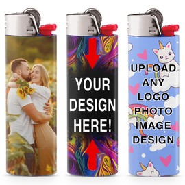 Custom Lighter Wrap Skins 2 Pack - Ideal for Company Gifts and Wedding Favors, Upload Your Own Photos, Logos, or Artwork Full Sticker Cover Fits Standard Big Classic Lighters (Lighters Not Included)