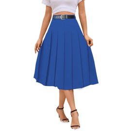 SANGTREE Falda larga plisada de cintura alta para mujer y niña, uniforme escolar Cosplay, Largo # Bolsillo azul, 3X-Large