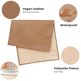 Konssy Faux Leather Baby Changing Mat, Waterproof, Wipeable & Portable Diaper Changing Pad for Travel or Home, Fits Perfectly in Diaper Bag, 30 x 17 inches (Brown,Beige)