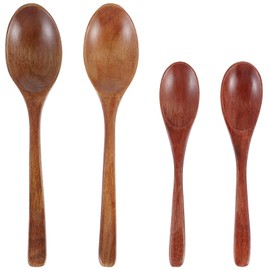Oruola 4pcs Wooden Spoon for Honey,5.9 & 7.4 In Wooden Spoons for Eating,Wood Utensils Set,Small Wooden Spoons for Tea Coffee Jam Sugar Ice Cream and Bath Salts Stirring Spoons