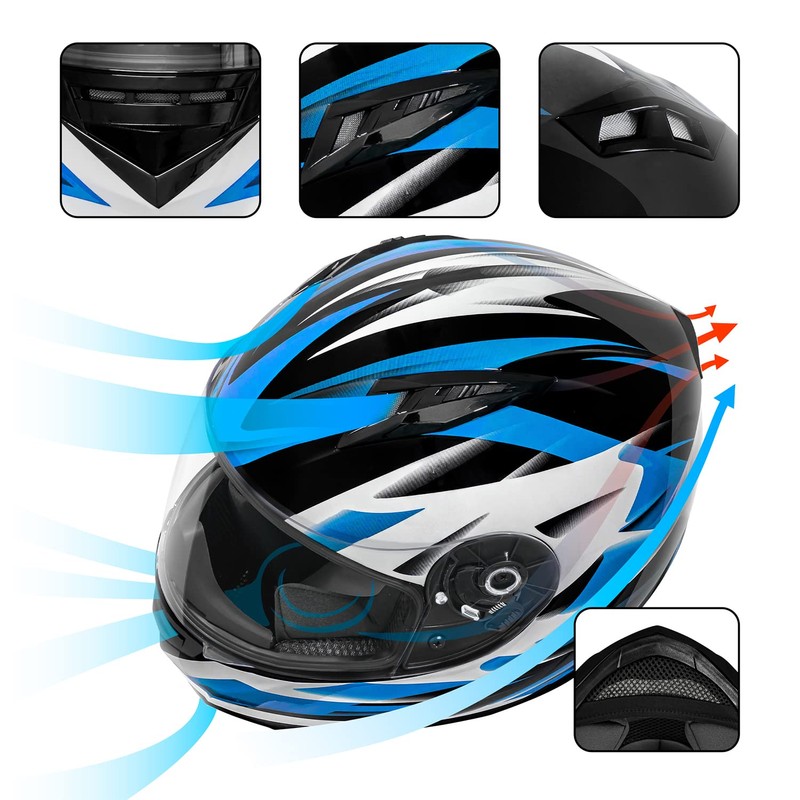 VCAN VX Lightweight Full Face Motorcycle Street Bike Helmet with