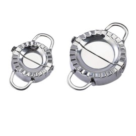 BluVast Pierogi Maker, Dumpling Maker, 2 Pieces Stainless Steel Ravioli Cookie Cutter, Mouth Pocket Shaper, Ravioli Maker, Dumpling Maker Set, Dumpling Shaper (Small 7.6 cm, Large 9.5 cm)