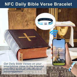 Bible Verse Bracelets with NFC for Women Men, Christian Daily Bible verse Wristband, Durable Elastic Christian Bands, Reversible Band, Mountain