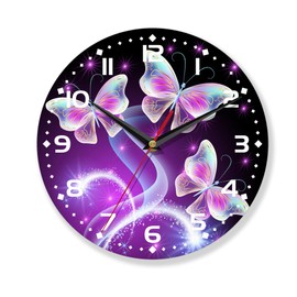 AZCXOIC Butterfly Wall Clock for Bathroom,Flying Butterfly Glowing in Dark Wall Clock Silent Non-Ticking Battery Operated Clock 10 Inch,Wall Clock Decorative for Living Room,Kitchen,Office