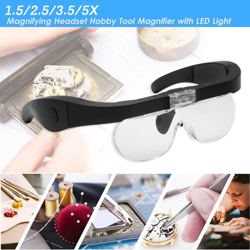 5X Magnifying Headset with LED Light Magnifying Glass Head Mounted