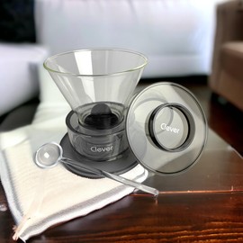 Clever Coffee Dripper Glass Style Pour Over Coffee & Cold Brew Coffee Maker Hassle-Free Ways Make Manual, #4 18 Fl Oz.