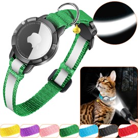 Airtag Katzenhalsband - Integriertes Katzenhalsband Airtag Wasserdicht,Reflektierendes Airtag Halsband Katze Halsband mit Sicherheitsverschluss Gummizug für Kätzchen Klein Hund (Grün XS)