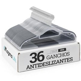 MAGMALIFE 36 Ganchos para Ropa de Plástico Premium: Gancho Plateado Giratorio 360 Grados, Antideslizante, Ideal para Todo Tipo de Ropa, Elegantes y Si
