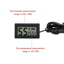 Hygrometer Thermometer, Pack of 2 Mini Digital Thermometer Moisture Meter with Probes LCD Display for Reptile Incubator Plant Greenhouse
