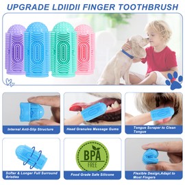 LDIIDII Dog Toothbrush 4 Pack Dog Tooth Brushing Kit Dogs Finger Toothbrush for Teeth Cleaning & Dental Care Cat Toothbrushs Doges Tooth Brush Puppy toothbrushs Pet Toothbrushes Finger Brush