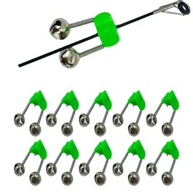 STRYKHON Fishing Bells, Set of 10, High Sensitivity Twin Bells Loud Sound Clip Type, Non-Slip Design, Night Fishing, Luminous Body, Casting Fishing Tool